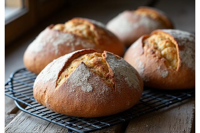 Pains au levain artisanaux fraîchement cuits