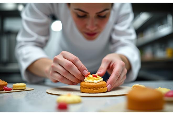 Chef pâtissier démontrant une technique lors d'un atelier Ciel & Sol