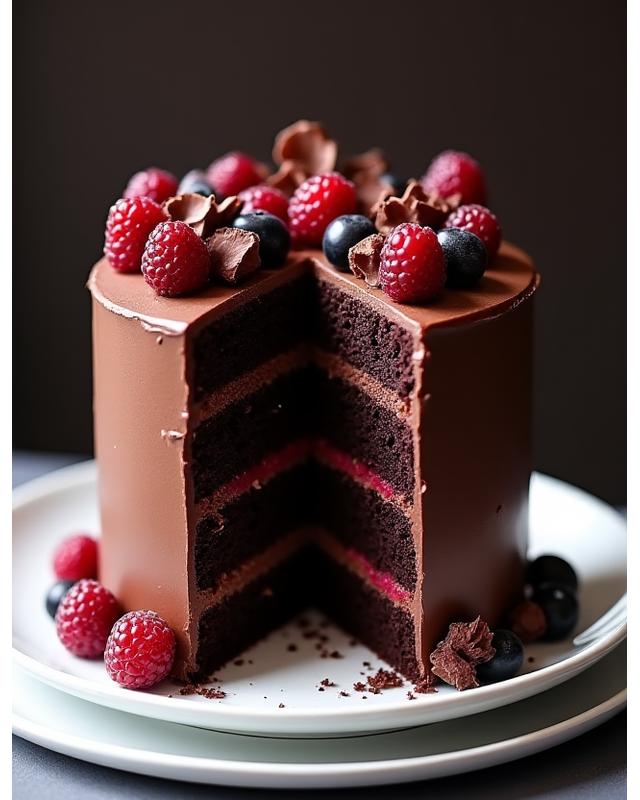 Layer cake au chocolat riche et élégant pour un anniversaire